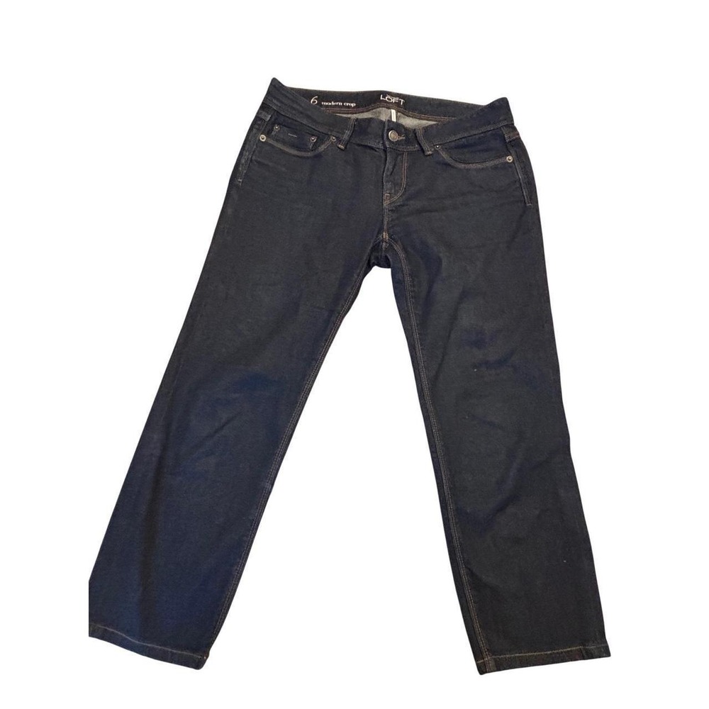 Ann Taylor LOFT Modern Crop Jeans Dark Wash Indigo Straight Leg Womens 6 28